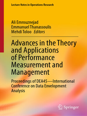 cover image of Advances in the Theory and Applications of Performance Measurement and Management